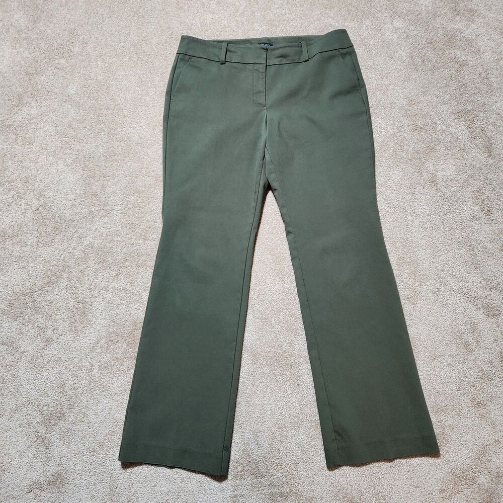 Ann Taylor Women 12 Dark Green Mid Rise Signature Straight Leg Dress Pants